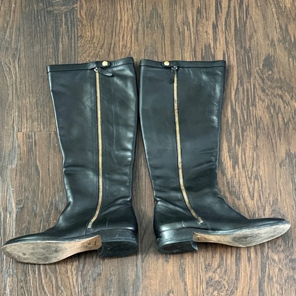 J. Crew Black Leather Knee Boots